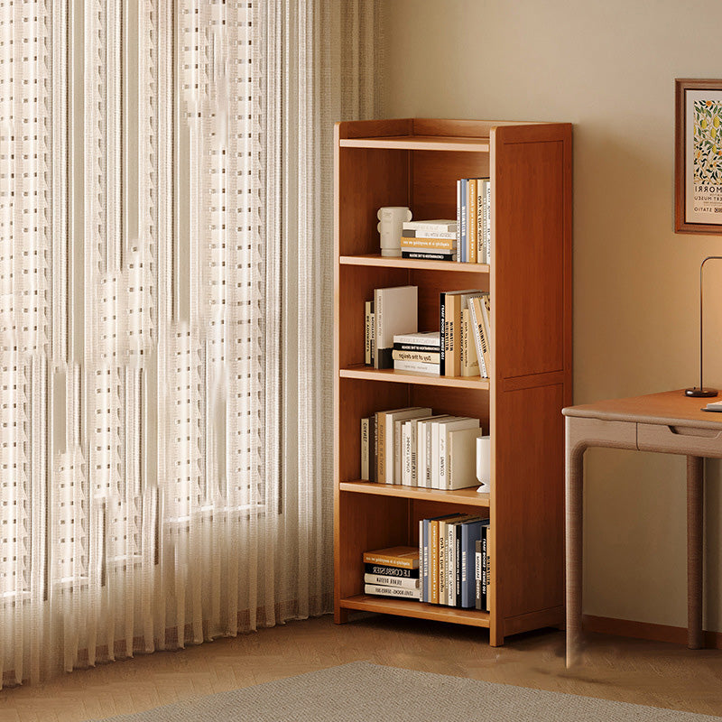 Modern Minimalist Rectangular Nanmu Bamboo Medium Density Fiberboard Bookshelves 3/4/5/6 Tier For Home Office