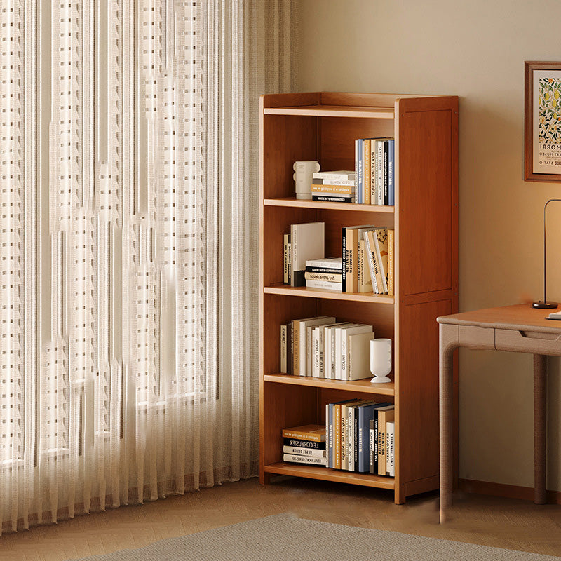 Modern Minimalist Rectangular Nanmu Bamboo Medium Density Fiberboard Bookshelves 3/4/5/6 Tier For Home Office