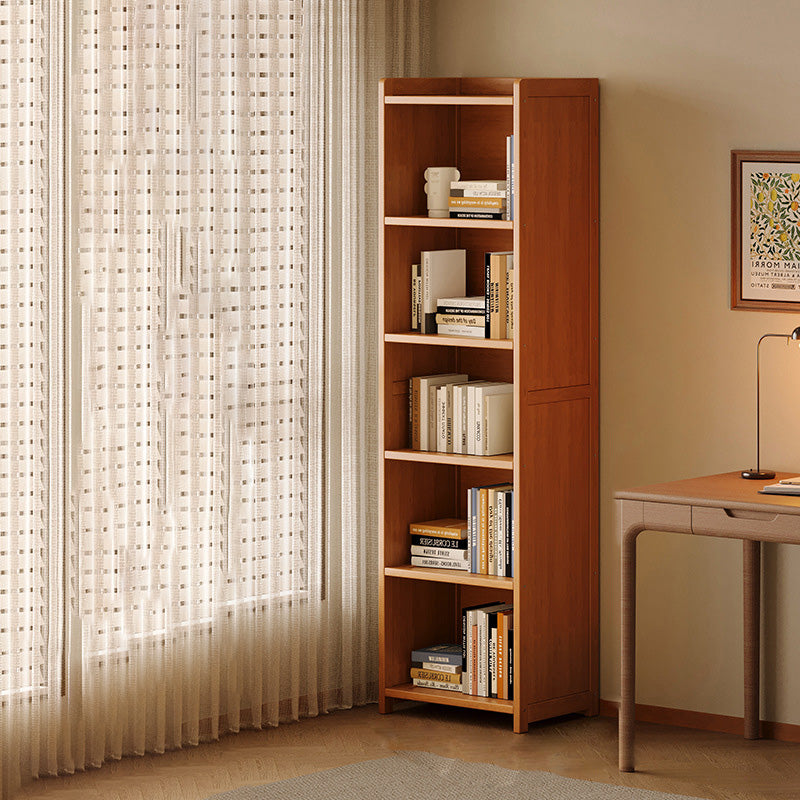 Modern Minimalist Rectangular Nanmu Bamboo Medium Density Fiberboard Bookshelves 3/4/5/6 Tier For Home Office