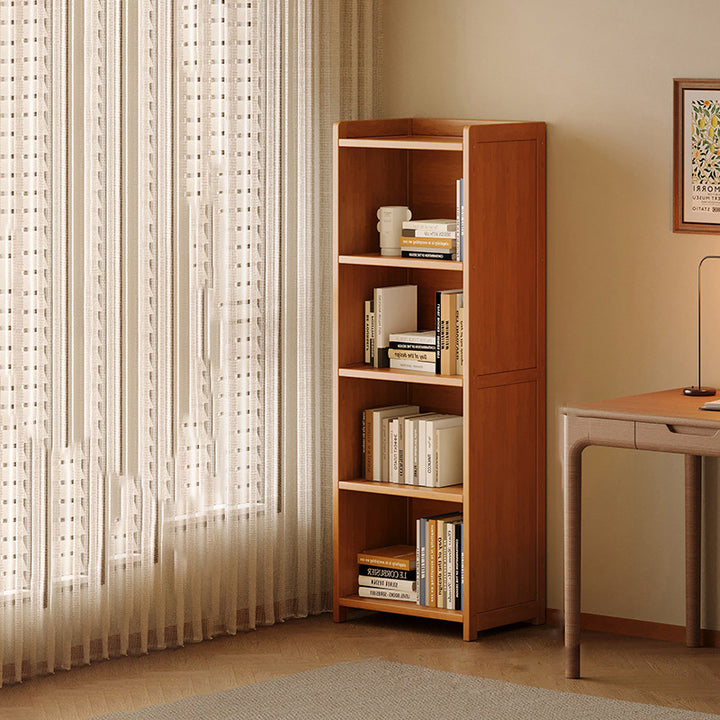 Modern Minimalist Rectangular Nanmu Bamboo Medium Density Fiberboard Bookshelves 3/4/5/6 Tier For Home Office