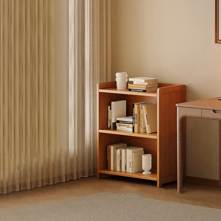 Modern Minimalist Rectangular Nanmu Bamboo Medium Density Fiberboard Bookshelves 3/4/5/6 Tier For Home Office