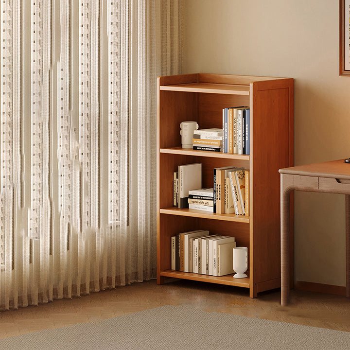 Modern Minimalist Rectangular Nanmu Bamboo Medium Density Fiberboard Bookshelves 3/4/5/6 Tier For Home Office