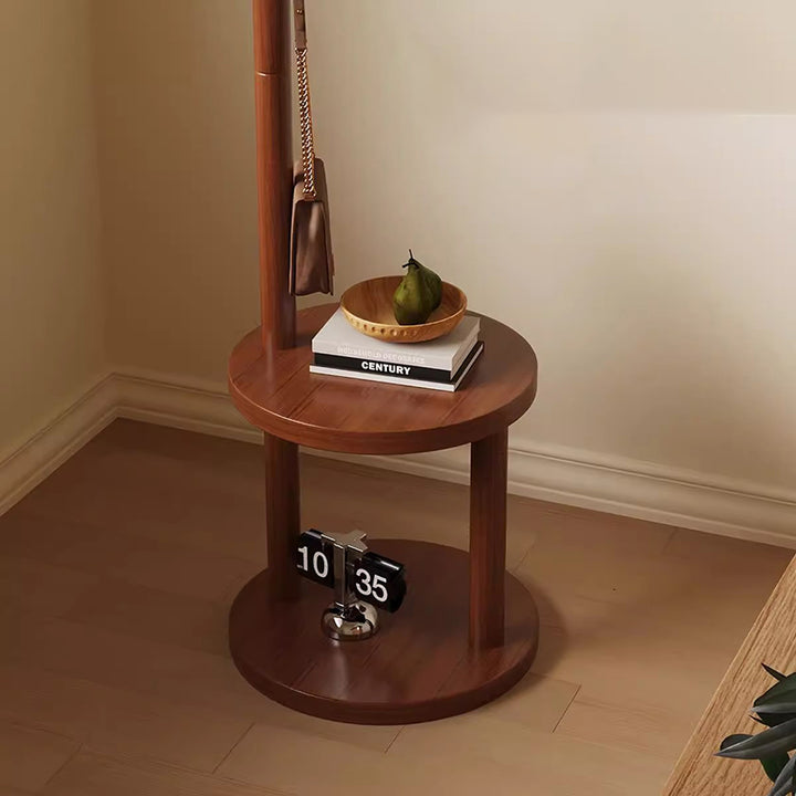 Modern Minimalist Tree-Shaped Cylindrical Round Pine Wood Medium Density Fiberboard Hall Tree For Bedroom &amp; Entryways