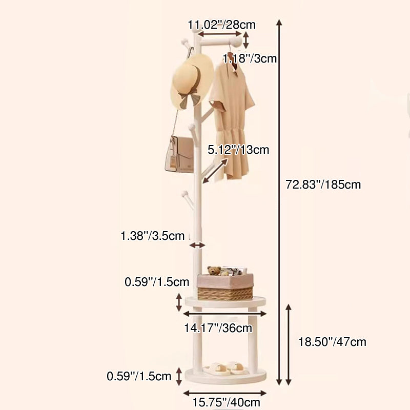 Modern Minimalist Tree-Shaped Cylindrical Round Pine Wood Medium Density Fiberboard Hall Tree For Bedroom &amp; Entryways