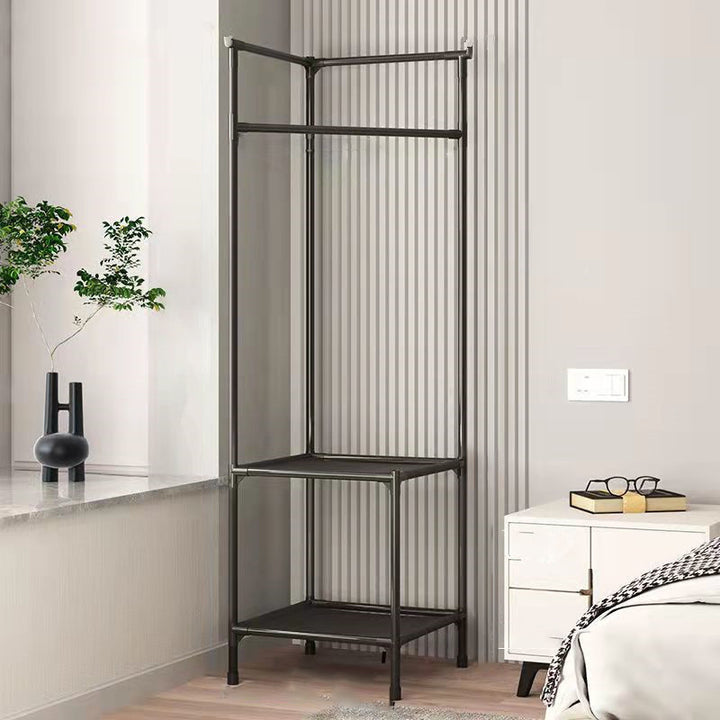 Modern Minimalist Rectangular Steel Corner Shelf Unit Hall Tree 2/3 Tier For Bedroom &amp; Entryways