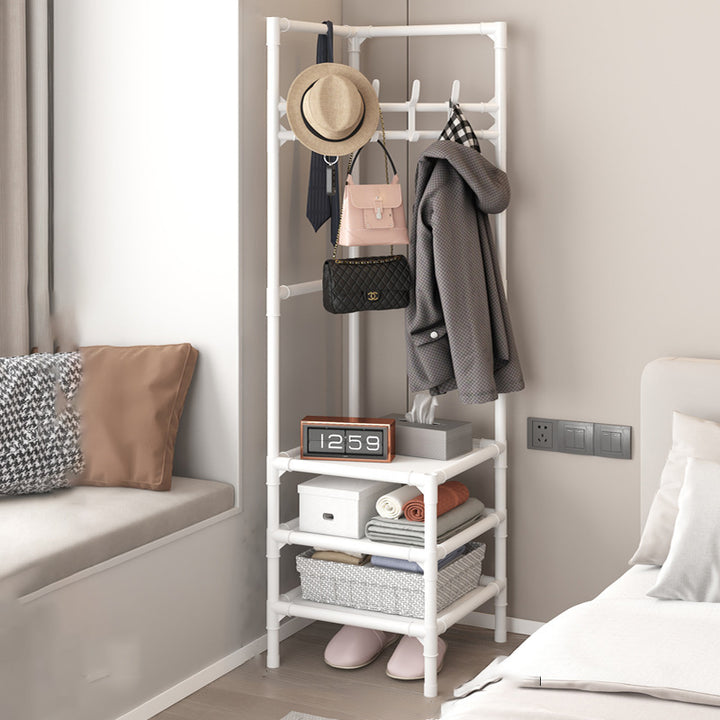 Unité d'étagère d'angle rectangulaire en acier au style minimaliste moderne, porte-manteau d'entrée à 2/3 niveaux pour chambre et entrée 