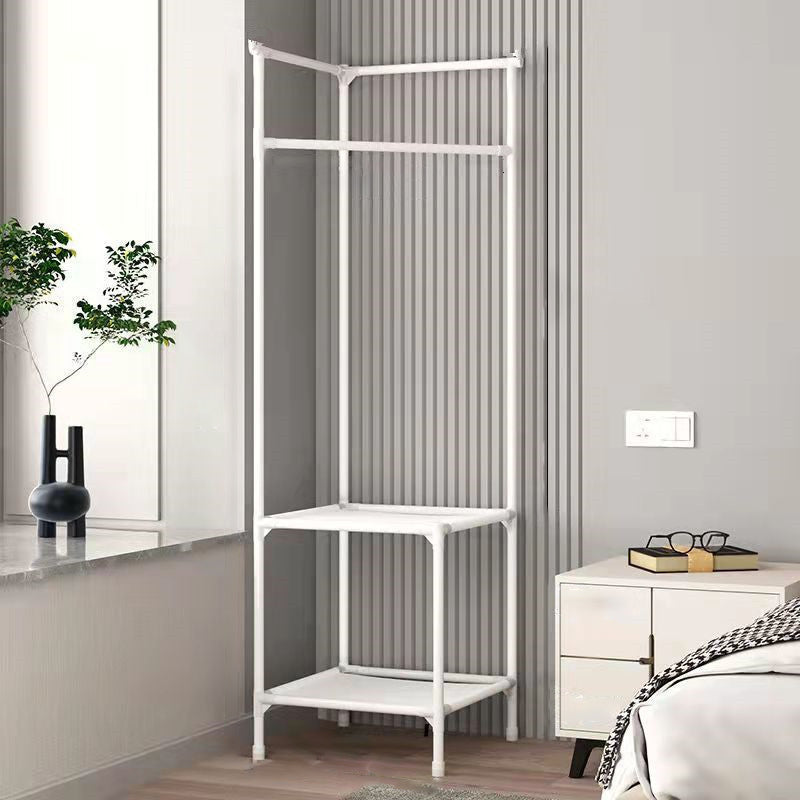 Modern Minimalist Rectangular Steel Corner Shelf Unit Hall Tree 2/3 Tier For Bedroom &amp; Entryways