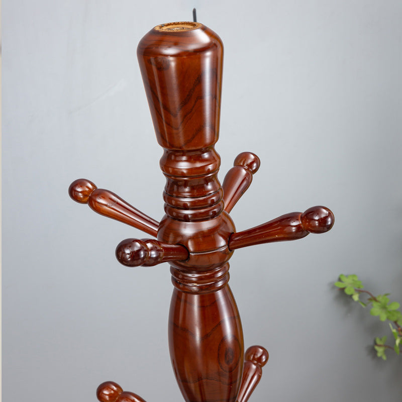 Traditional Chinese Cylindrical Triangular White Ash Solid Wood Hall Tree For Bedroom &amp; Entryways