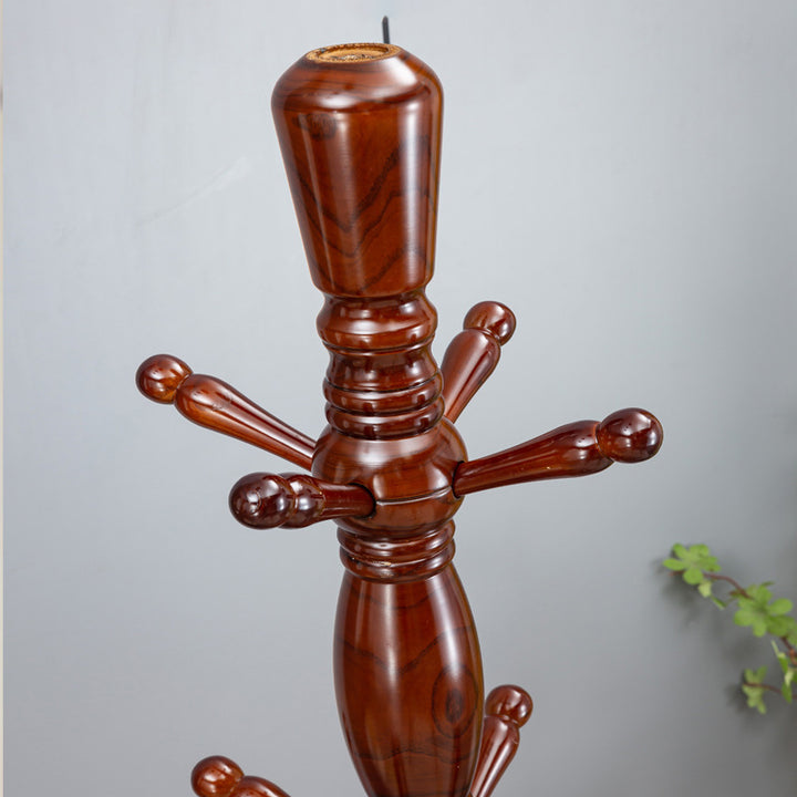 Traditional Chinese Cylindrical Triangular White Ash Solid Wood Hall Tree For Bedroom &amp; Entryways