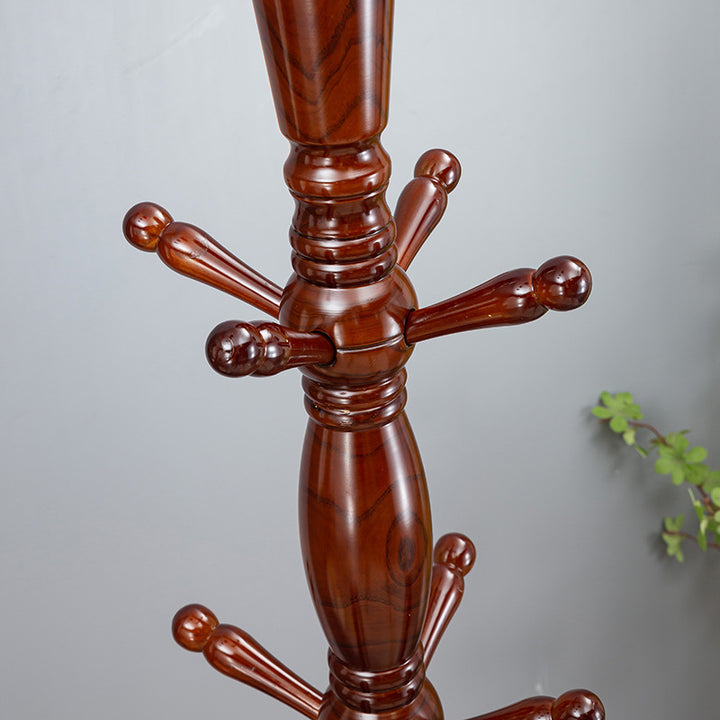 Traditional Chinese Cylindrical Triangular White Ash Solid Wood Hall Tree For Bedroom &amp; Entryways