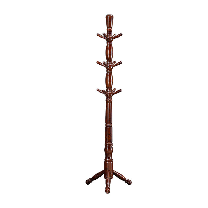 Traditional Chinese Cylindrical Triangular White Ash Solid Wood Hall Tree For Bedroom &amp; Entryways