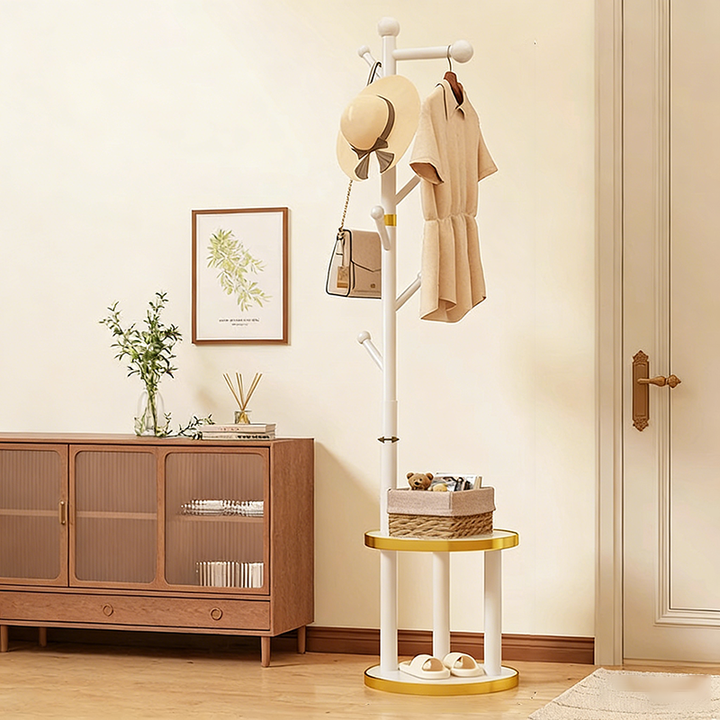 Moderner minimalistischer zylindrischer Baumzweig aus Kiefernholz, mitteldichte Faserplatte, beweglicher Flurbaum, 2-stufig für Schlafzimmer &amp; Eingangsbereiche 