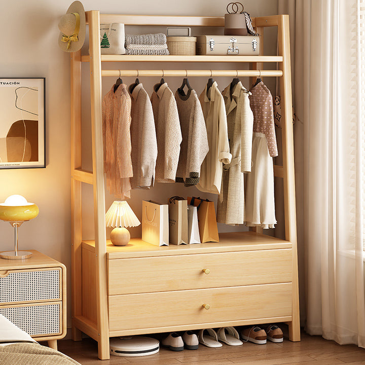 Modern Minimalist Rectangular Trapezoidal Pine Wood Rubberwood Solid Multi-layer Board Hall Tree 1/2 Drawer For Bedroom &amp; Entryways
