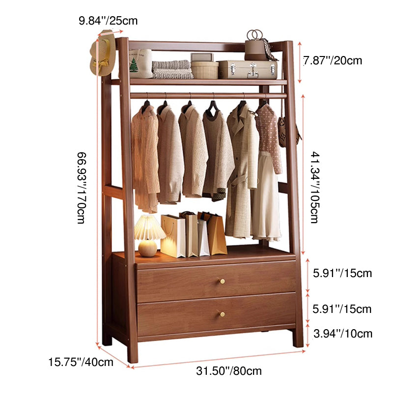Modern Minimalist Rectangular Trapezoidal Pine Wood Rubberwood Solid Multi-layer Board Hall Tree 1/2 Drawer For Bedroom &amp; Entryways