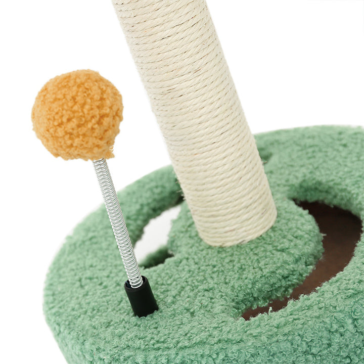 Zeitgenössischer kreativer blumenförmiger zylindrischer Spanplattensisal Seil Teddy Plüsch drehbarer Kratzbaum für das Schlafzimmer 
