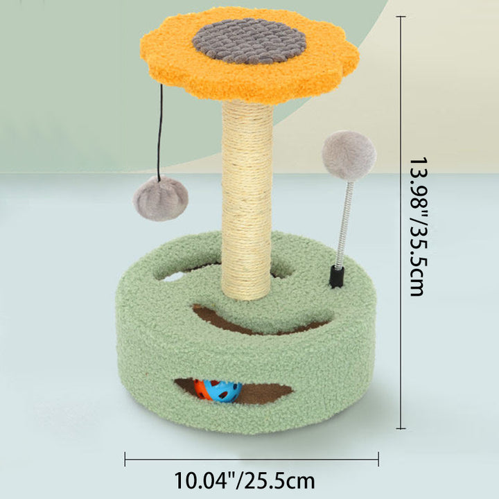 Zeitgenössischer kreativer blumenförmiger zylindrischer Spanplattensisal Seil Teddy Plüsch drehbarer Kratzbaum für das Schlafzimmer 
