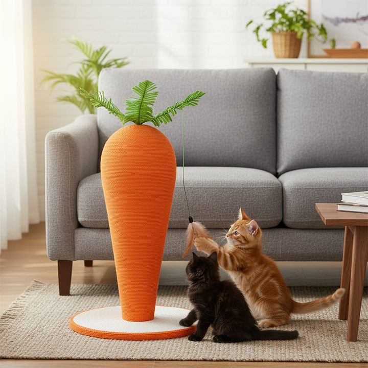 Arbre à chat cylindrique contemporain en corde de sisal, en forme de carotte, créatif, pour chambre à coucher 