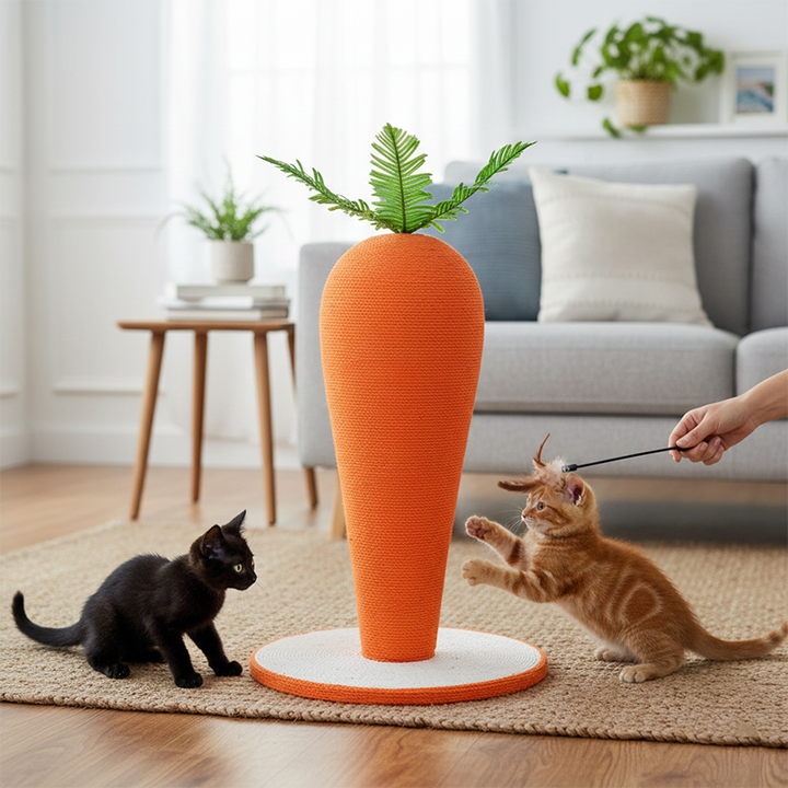 Arbre à chat cylindrique contemporain en corde de sisal, en forme de carotte, créatif, pour chambre à coucher 