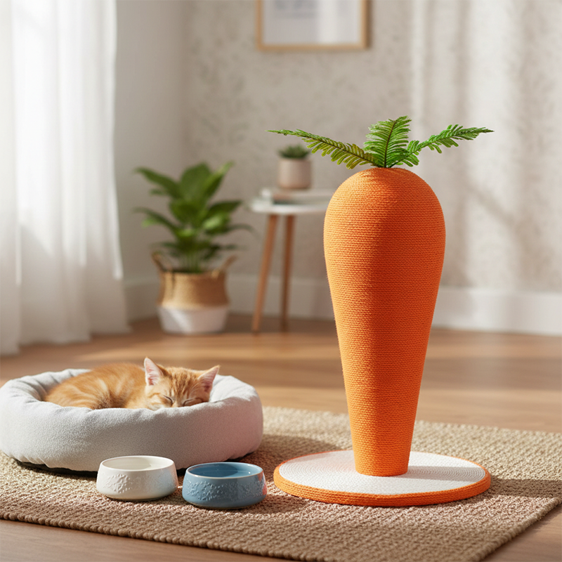 Arbre à chat cylindrique contemporain en corde de sisal, en forme de carotte, créatif, pour chambre à coucher 