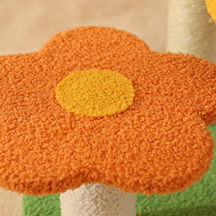 Contemporary Creative Cylindrical Pumpkin Bee Flower Design Teddy Plush PVC Sisal Rope Cat Tree For Bedroom