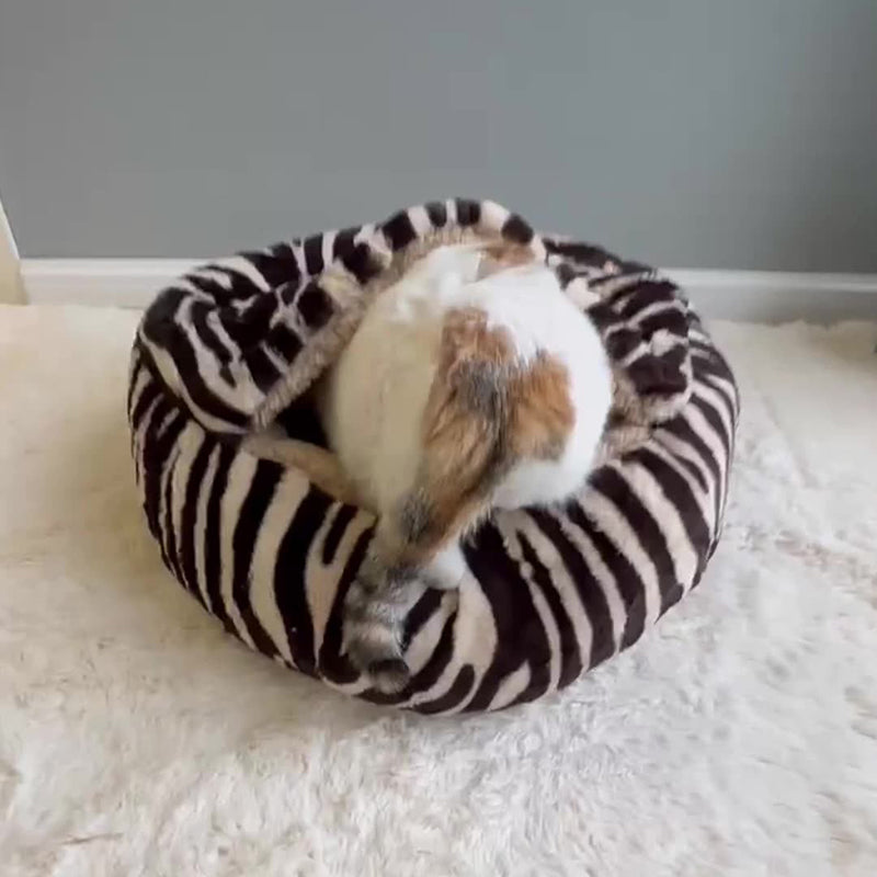 Cama contemporánea y creativa redonda para mascotas, de forro polar ártico, felpa sherpa de pelo largo, algodón PP y colores variados, cálida para gatos y perros, ideal para dormitorio 