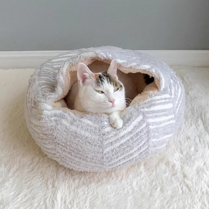 Cama contemporánea y creativa redonda para mascotas, de forro polar ártico, felpa sherpa de pelo largo, algodón PP y colores variados, cálida para gatos y perros, ideal para dormitorio 