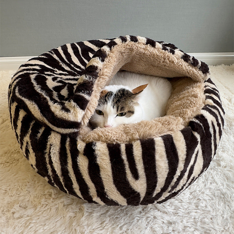 Cama contemporánea y creativa redonda para mascotas, de forro polar ártico, felpa sherpa de pelo largo, algodón PP y colores variados, cálida para gatos y perros, ideal para dormitorio 