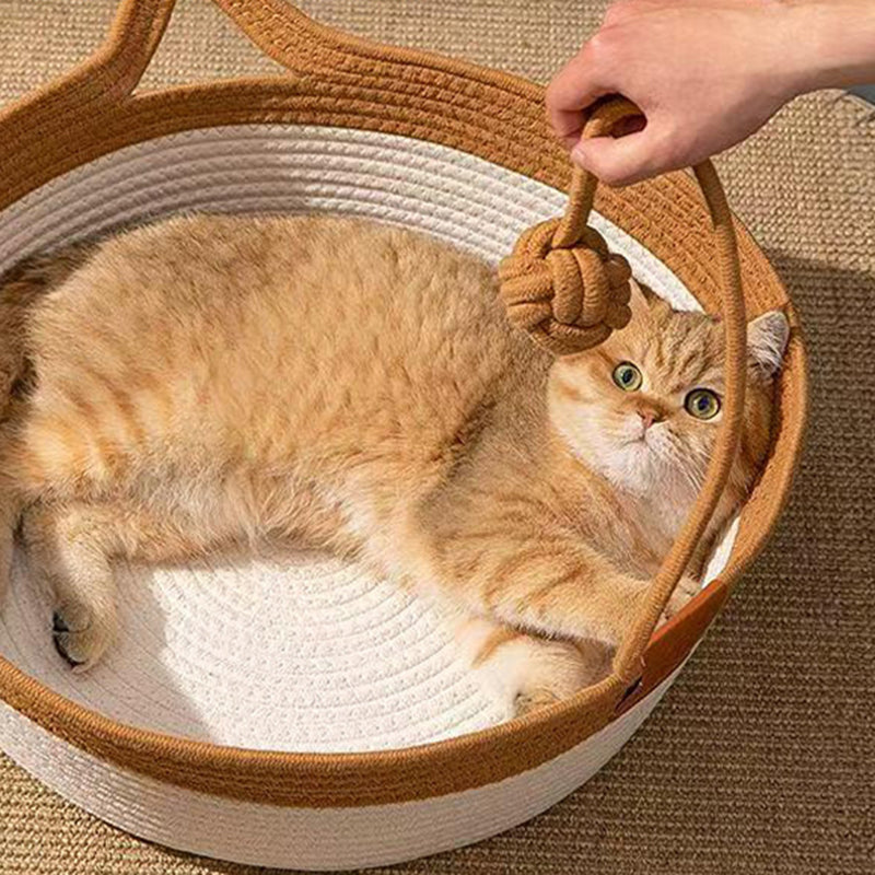 Lit pour chat en jute tressé de forme ronde et créative contemporaine pour chambre à coucher 