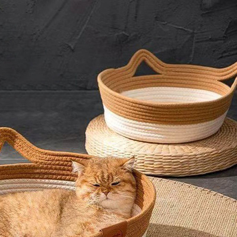 Lit pour chat en jute tressé de forme ronde et créative contemporaine pour chambre à coucher 