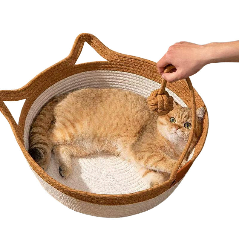 Lit pour chat en jute tressé de forme ronde et créative contemporaine pour chambre à coucher 