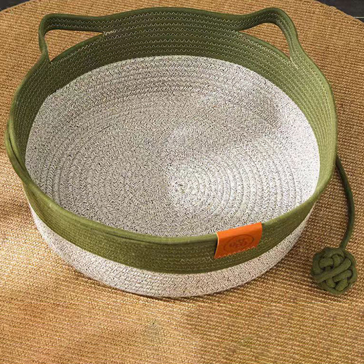 Lit pour chat en jute tressé de forme ronde et créative contemporaine pour chambre à coucher 