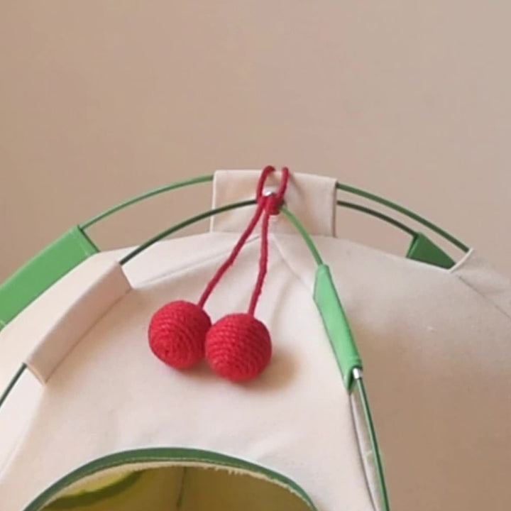 Contemporary Creative Cylindrical Canvas Plush Fabric Hemp Rope Fiberglass Pole Pet Tent Cat Bed For Bedroom