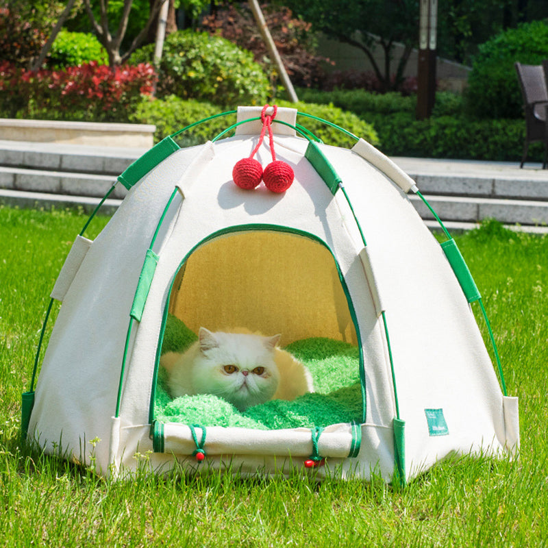 Contemporary Creative Cylindrical Canvas Plush Fabric Hemp Rope Fiberglass Pole Pet Tent Cat Bed For Bedroom