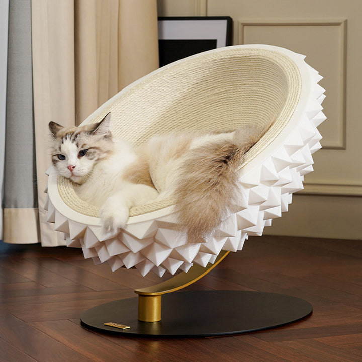 Contemporary Creative Oval Durian-Shaped Hemp Rope Silicone Metal Pet Bed Cat Bed For Bedroom