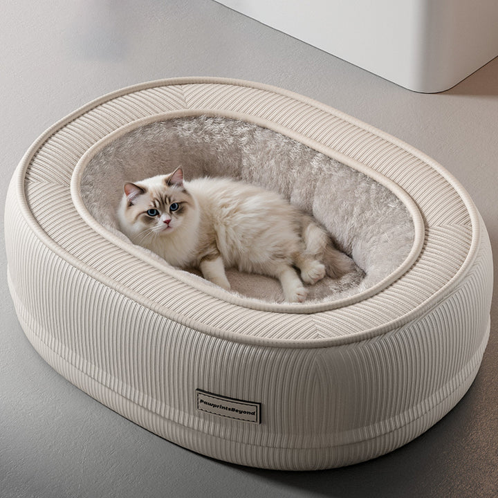 Moderner minimalistischer ovaler Corduroy PP Baumwolle verdicktes Hundebett &amp; Katzenbett für Schlafzimmer 