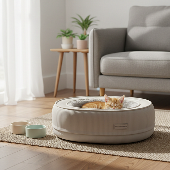 Moderner minimalistischer ovaler Corduroy PP Baumwolle verdicktes Hundebett & Katzenbett für Schlafzimmer 