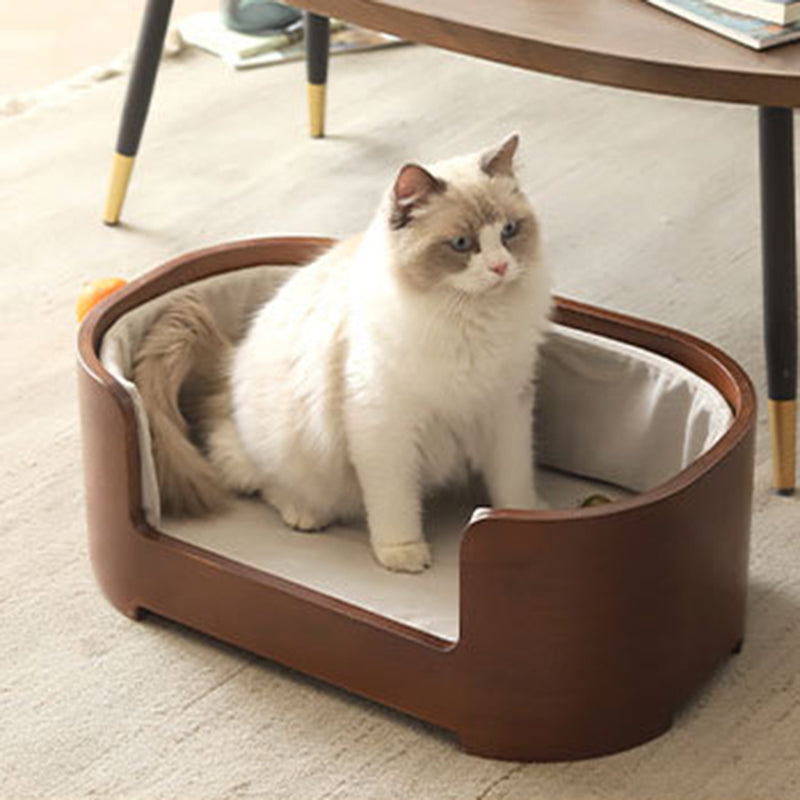 Modern Minimalist Rectangular Cotton-Linen Solid Wood Integrated Dog Bed &amp; Cat Bed For Bedroom