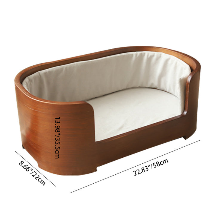 Modern Minimalist Rectangular Cotton-Linen Solid Wood Integrated Dog Bed &amp; Cat Bed For Bedroom