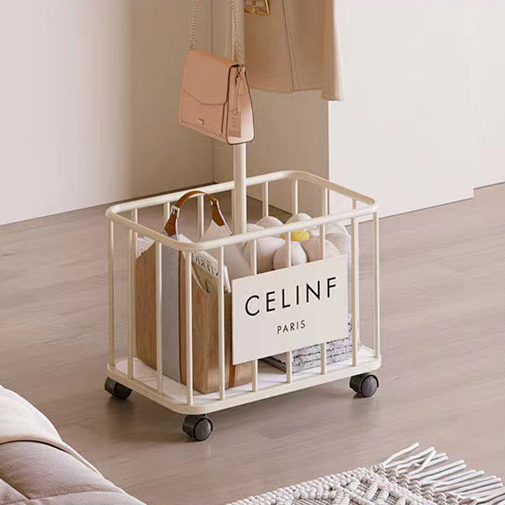 Modern Minimalist Rectangular Tree Branch Iron Movable Hall Tree 1-Storage For Bedroom &amp; Entryways