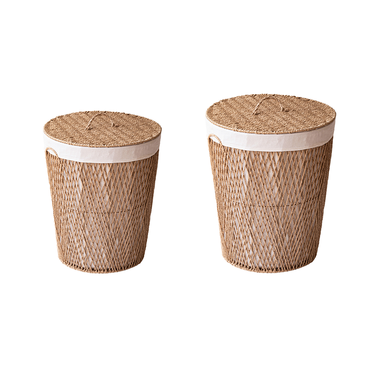 Panier de rangement en acier cylindrique japonais traditionnel en papier tressé fait main, 1 compartiment, pour salon et chambre 