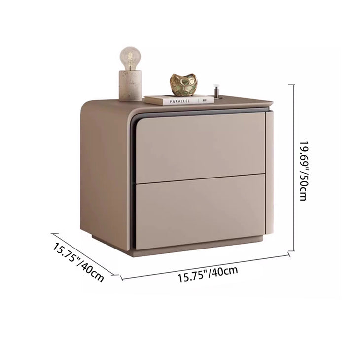 Table de chevet moderne minimaliste rectangulaire en similicuir microfibre avec panneau en cristal de carbone et bois massif, 2 tiroirs, pour chambre à coucher 
