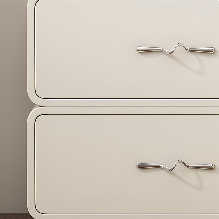 Table de chevet en contreplaqué multicouche à 2 tiroirs, rectangulaire, minimaliste moderne, avec poignée ondulée, pour chambre à coucher 
