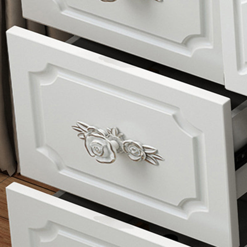 Contemporary Luxury Rectangular Medium Density Fiberboard Glass Makeup Vanity 5-Drawer For Bedroom