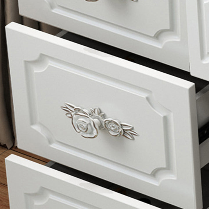 Contemporary Luxury Rectangular Medium Density Fiberboard Glass Makeup Vanity 5-Drawer For Bedroom