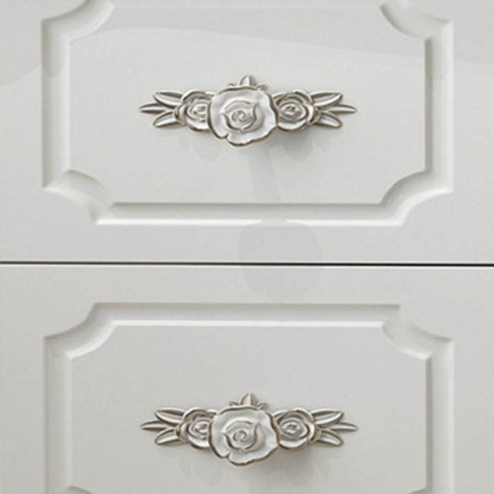 Contemporary Luxury Rectangular Medium Density Fiberboard Glass Makeup Vanity 5-Drawer For Bedroom