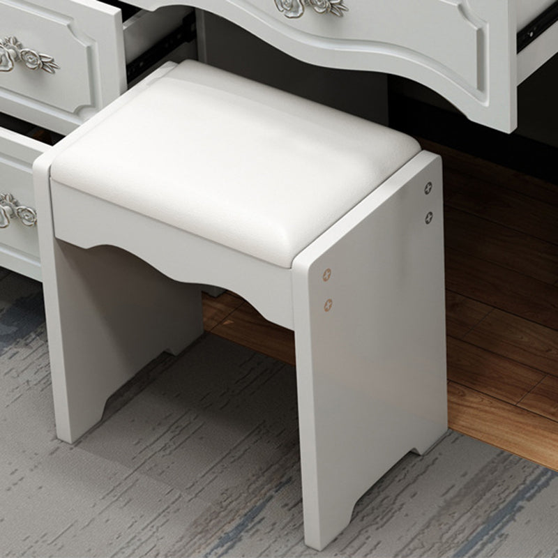Contemporary Luxury Rectangular Medium Density Fiberboard Glass Makeup Vanity 5-Drawer For Bedroom