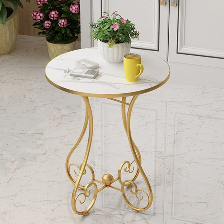 Contemporary Luxury Curved Cylindrical Medium Density Fiberboard Iron Coffee Table 1-Tier For Living Room