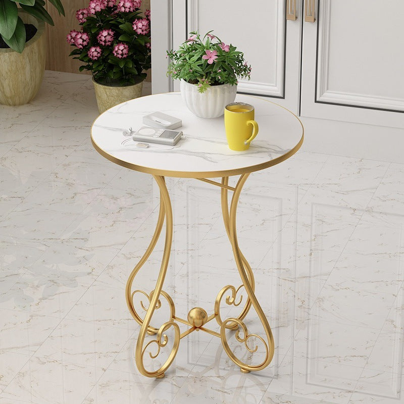 Contemporary Luxury Curved Cylindrical Medium Density Fiberboard Iron Coffee Table 1-Tier For Living Room