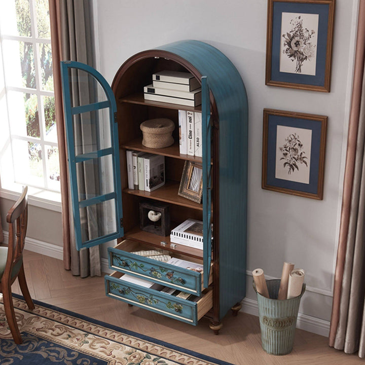 Armoire de rangement contemporaine nordique arquée rectangulaire en bois d&