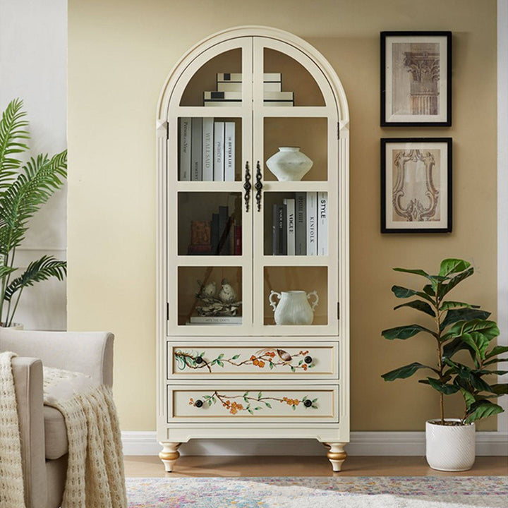 Armoire de rangement contemporaine nordique arquée rectangulaire en bois d&